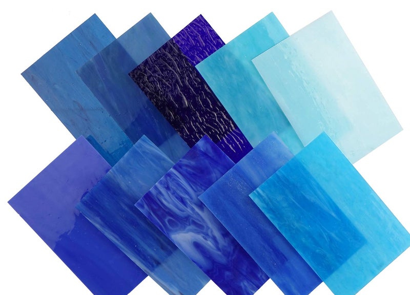 Lanyaniï¼ˆ10 Sheetsï¼‰Blue Variety Stained Glass Sheets 4 x 6 inch Opal Art Glass Pack Tiffany Glass, Mixed Textures - Image 2